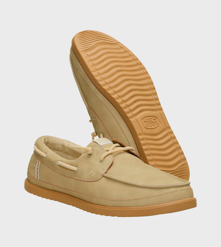 HEY DUDE Men Casual HARBOR Lo Classic Slip-On Shoes Beige