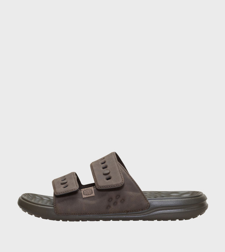 HEY DUDE Men Casual WAVE Classic Double Strap Comfort Sandals Brown