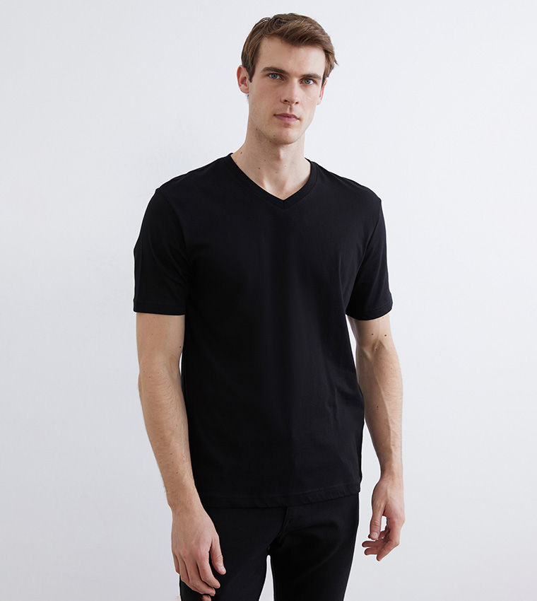 LC Waikiki Solid V-Neck T-Shirt Black