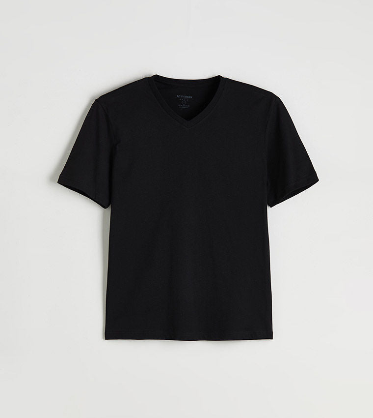 LC Waikiki Solid V-Neck T-Shirt Black