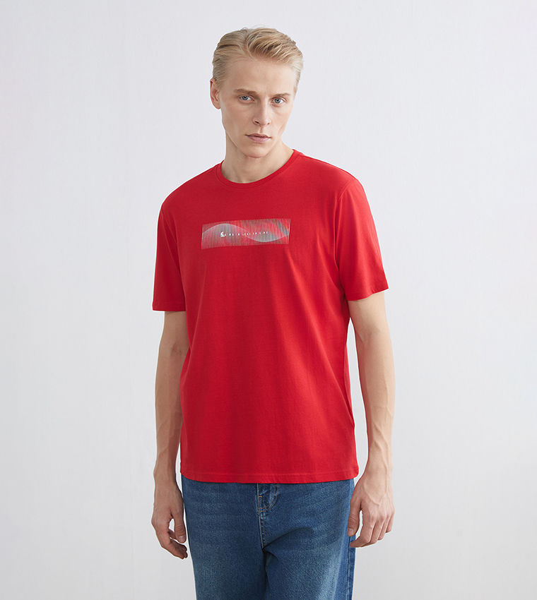 LC Waikiki Printed Crew Neck T-Shirt Red