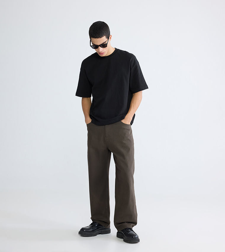 LC Waikiki Oversized Crew Neck T-Shirt Black