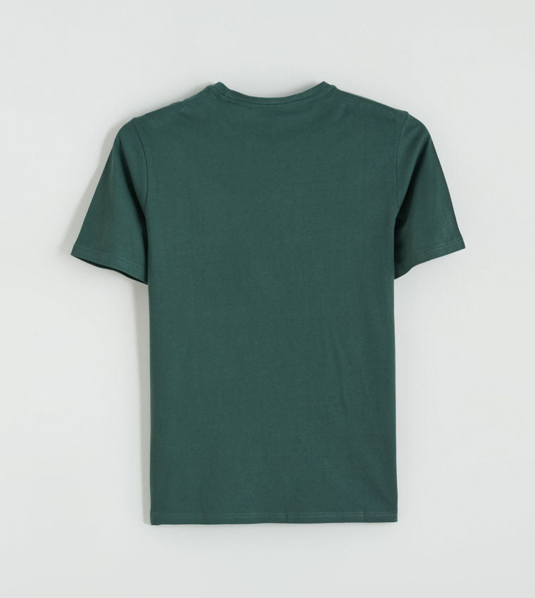LC Waikiki Printed Crew Neck T-Shirt Dark Green