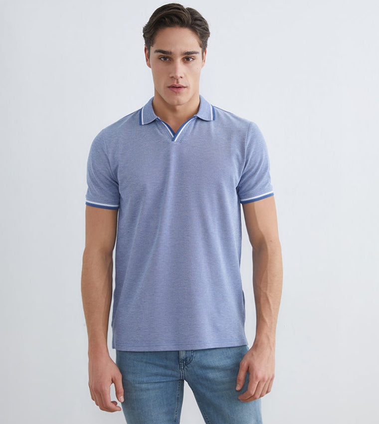 LC Waikiki Textured Polo T-Shirt Blue