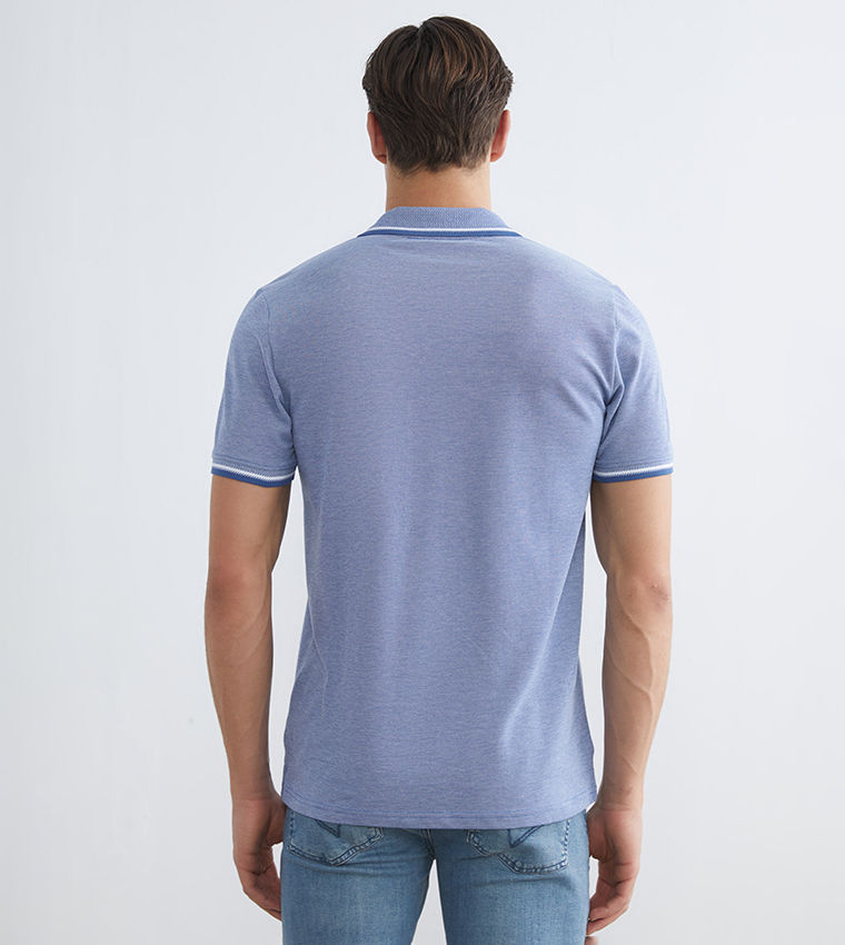 LC Waikiki Textured Polo T-Shirt Blue