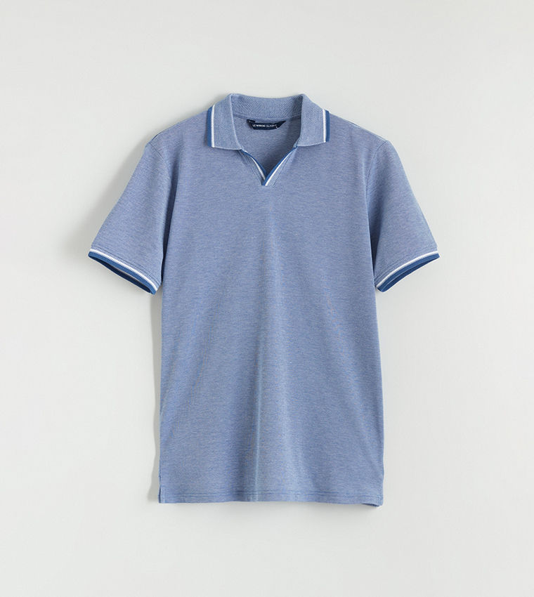 LC Waikiki Textured Polo T-Shirt Blue