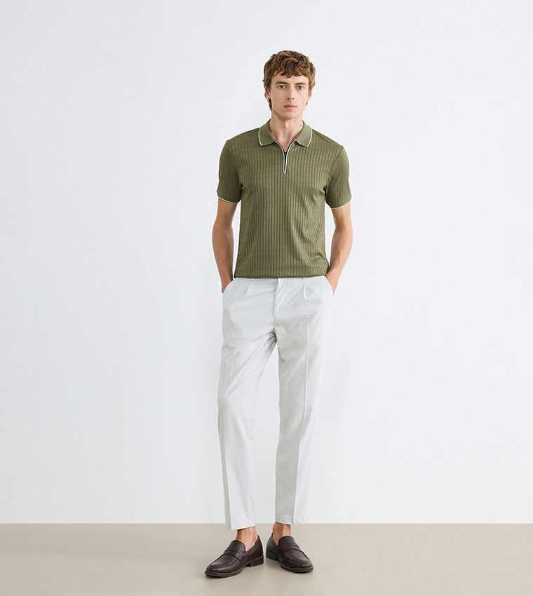 LC Waikiki Ribbed Polo T-Shirt Khaki