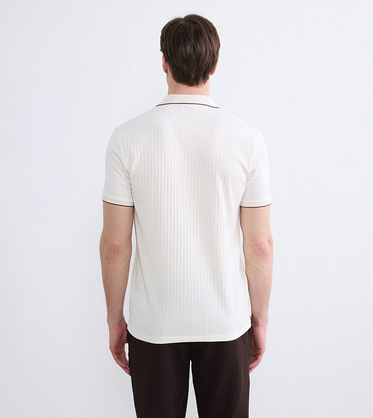 LC Waikiki Men's Ribbed Polo T-Shirt White