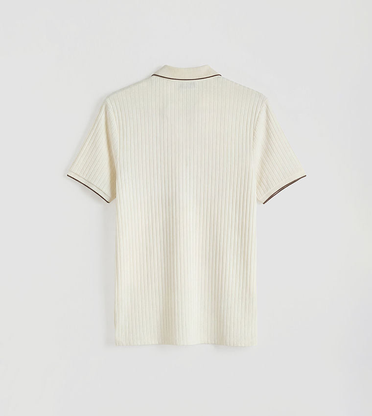 LC Waikiki Men's Ribbed Polo T-Shirt White