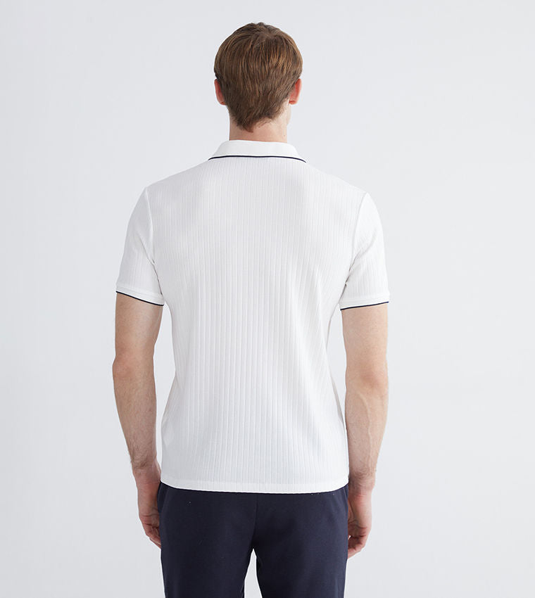 Ribbed Short Sleeves Polo T-Shirt