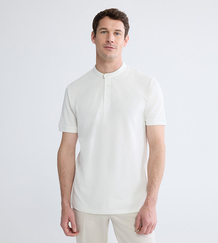 LC Waikiki Mandarin Collar T-Shirt Ecru