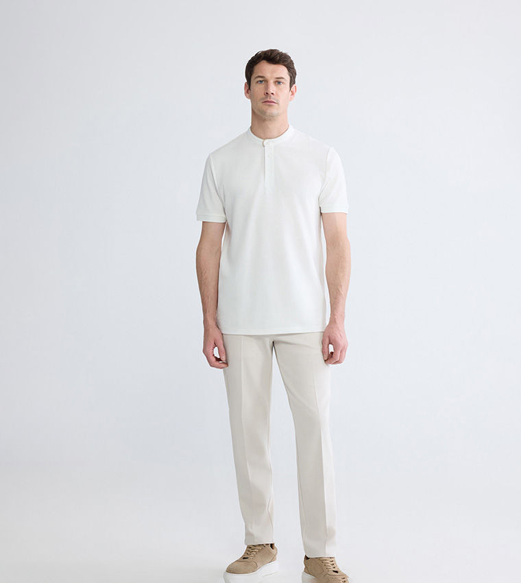 LC Waikiki Mandarin Collar T-Shirt Ecru