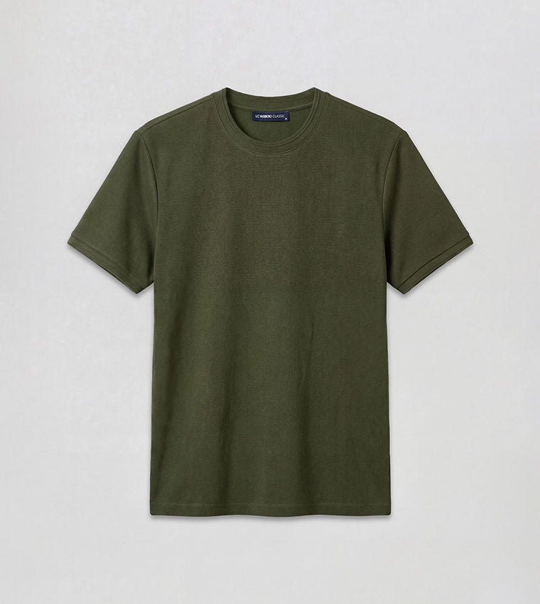 LC Waikiki Solid Short Sleeve Crew Neck T-Shirt Khaki