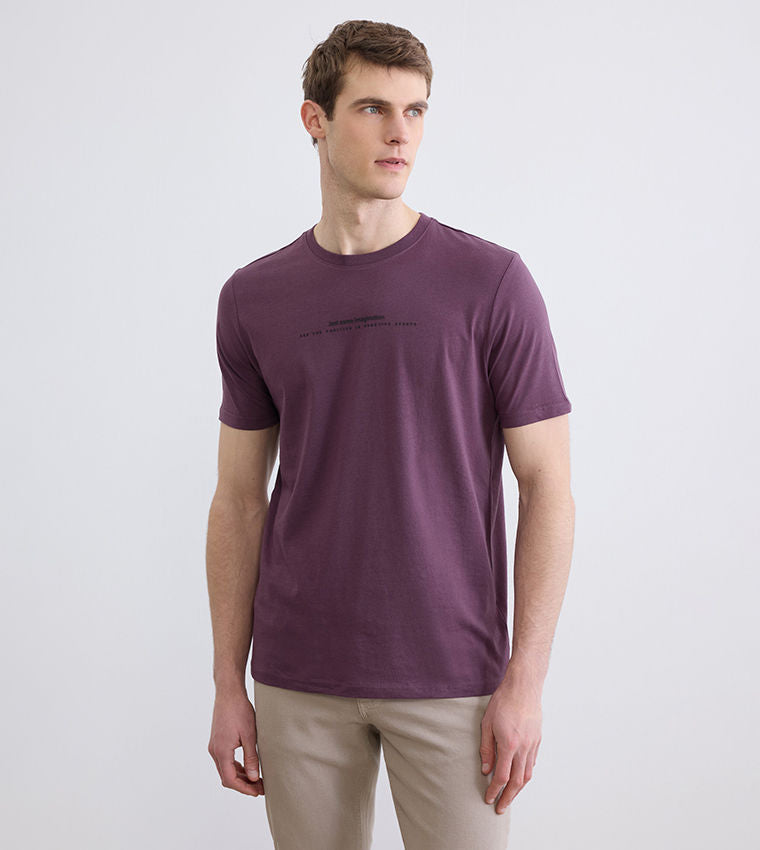 LC Waikiki Purple Printed Short Sleeve T-Shirt