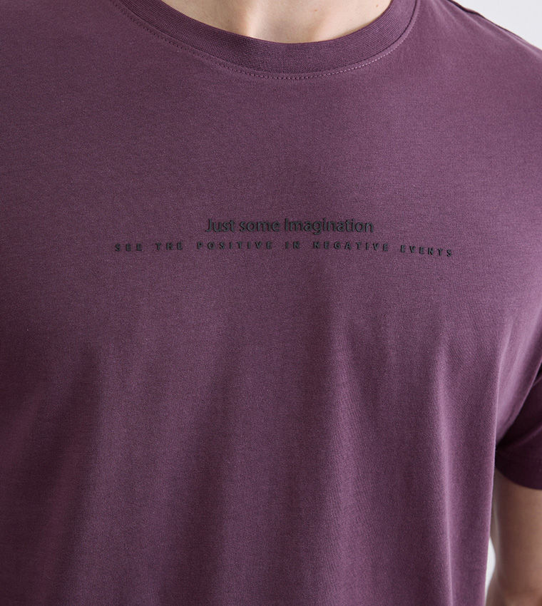 LC Waikiki Purple Printed Short Sleeve T-Shirt