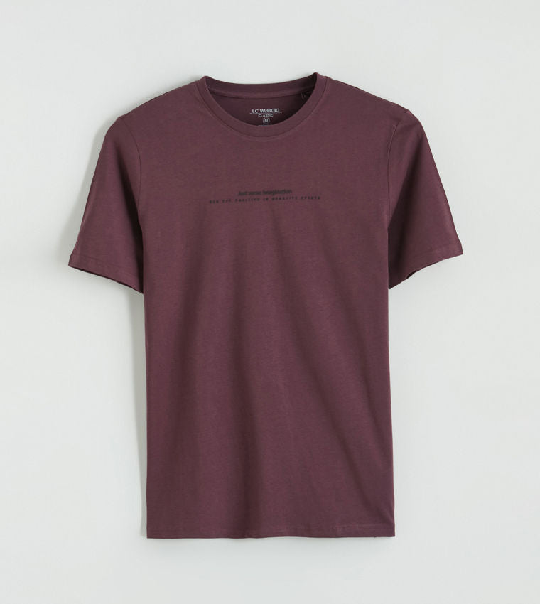 LC Waikiki Purple Printed Short Sleeve T-Shirt