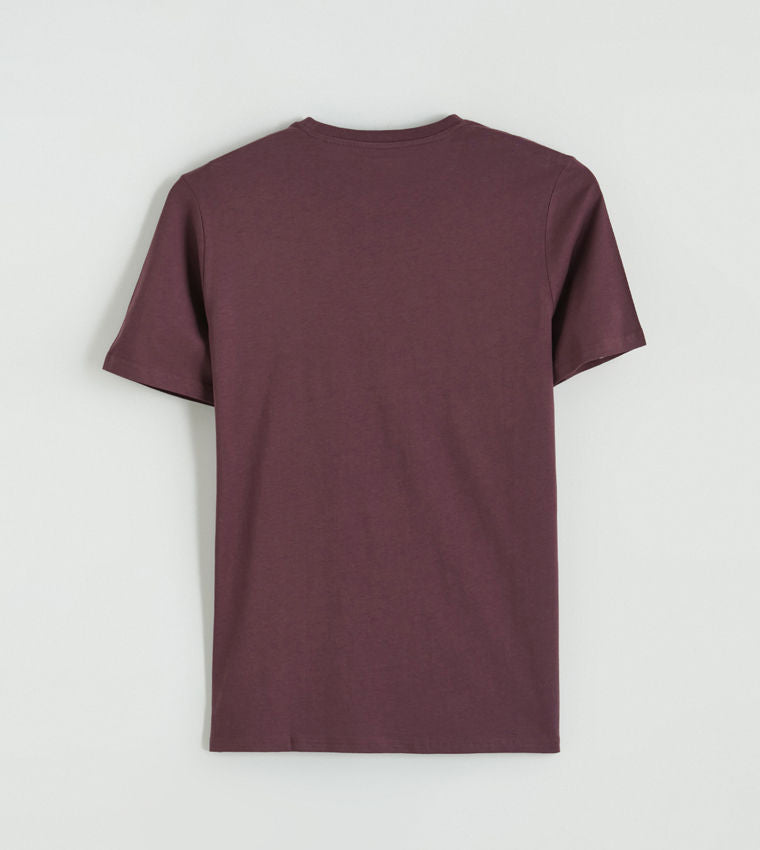 LC Waikiki Purple Printed Short Sleeve T-Shirt