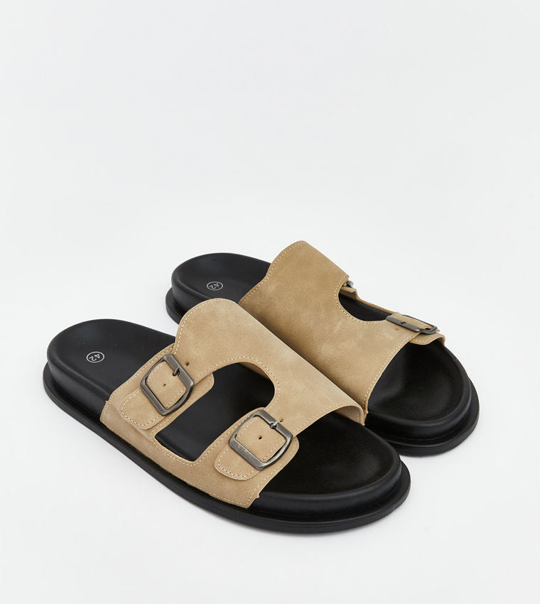 LC Waikiki Faux Suede Comfort Sandals Brown