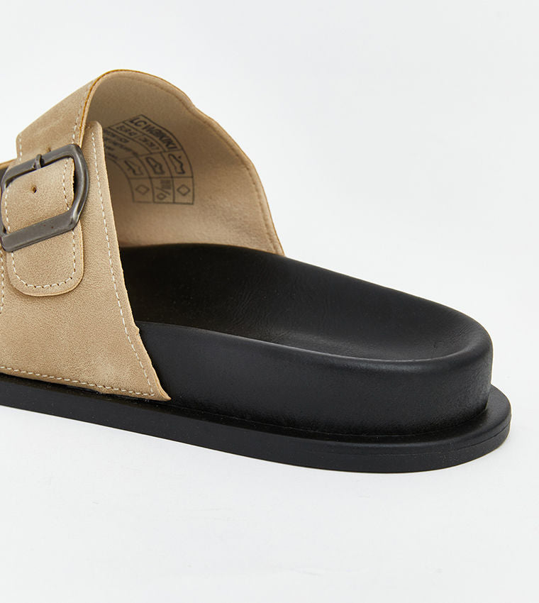 LC Waikiki Faux Suede Comfort Sandals Brown