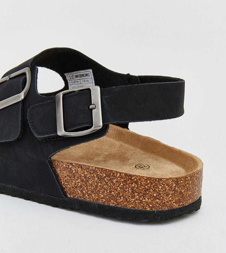 LC Waikiki Men Casual Solid Buckle Detail Slingback Sandals Black