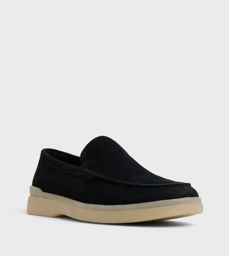 Aldo SHAYN Solid Slip-On Shoes Black Leather Casual Loafer