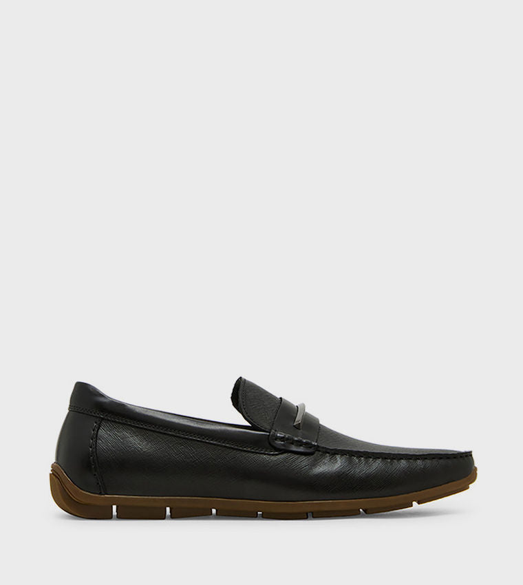 Steve Madden Men Casual THURSTON Textured Loafers THUR01M1-017_BLACK