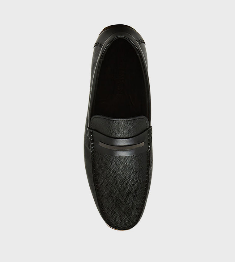 Steve Madden Men Casual THURSTON Textured Loafers THUR01M1-017_BLACK