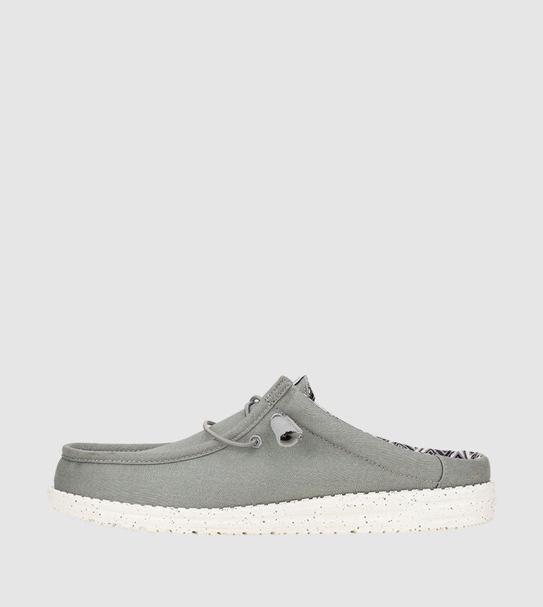 HEY DUDE WALLY Stretch Canvas Mule Shoes Grey