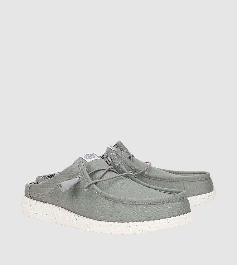 HEY DUDE WALLY Stretch Canvas Mule Shoes Grey