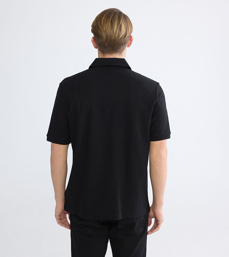 LC Waikiki Textured Polo T-Shirt Black