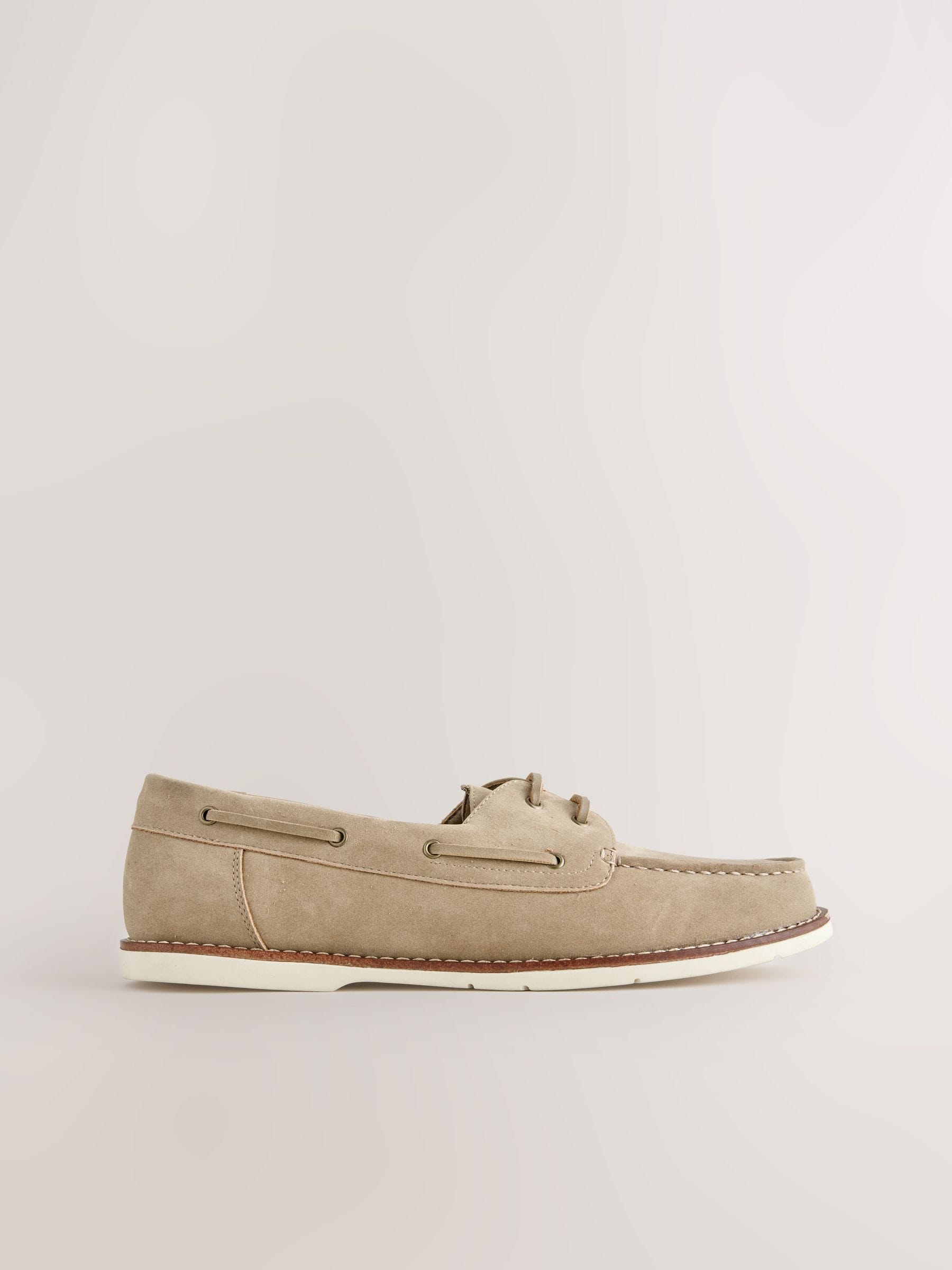 Next Men's Boat Shoes with Leather Laces Neutral