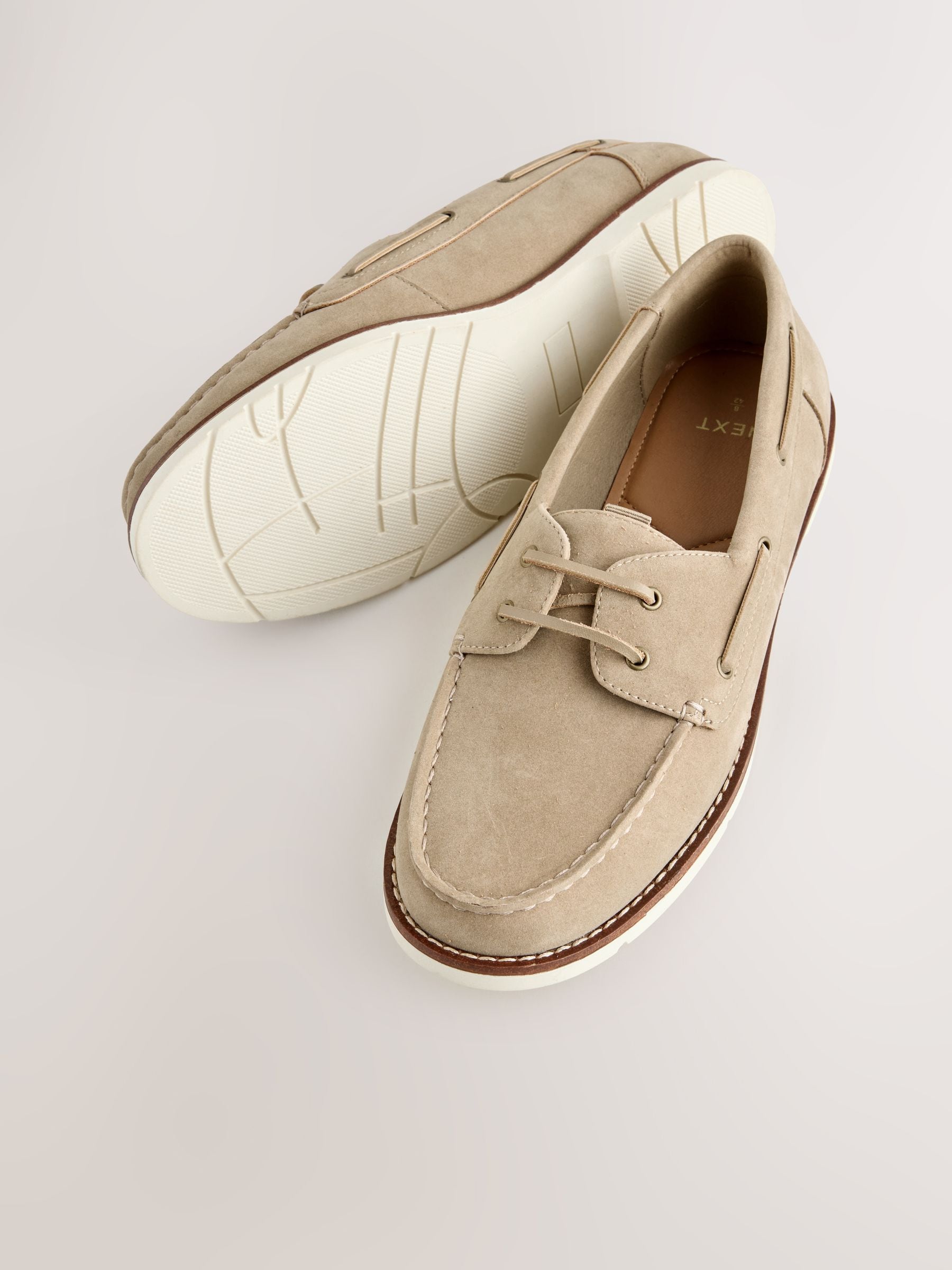 Next Men's Boat Shoes with Leather Laces Neutral