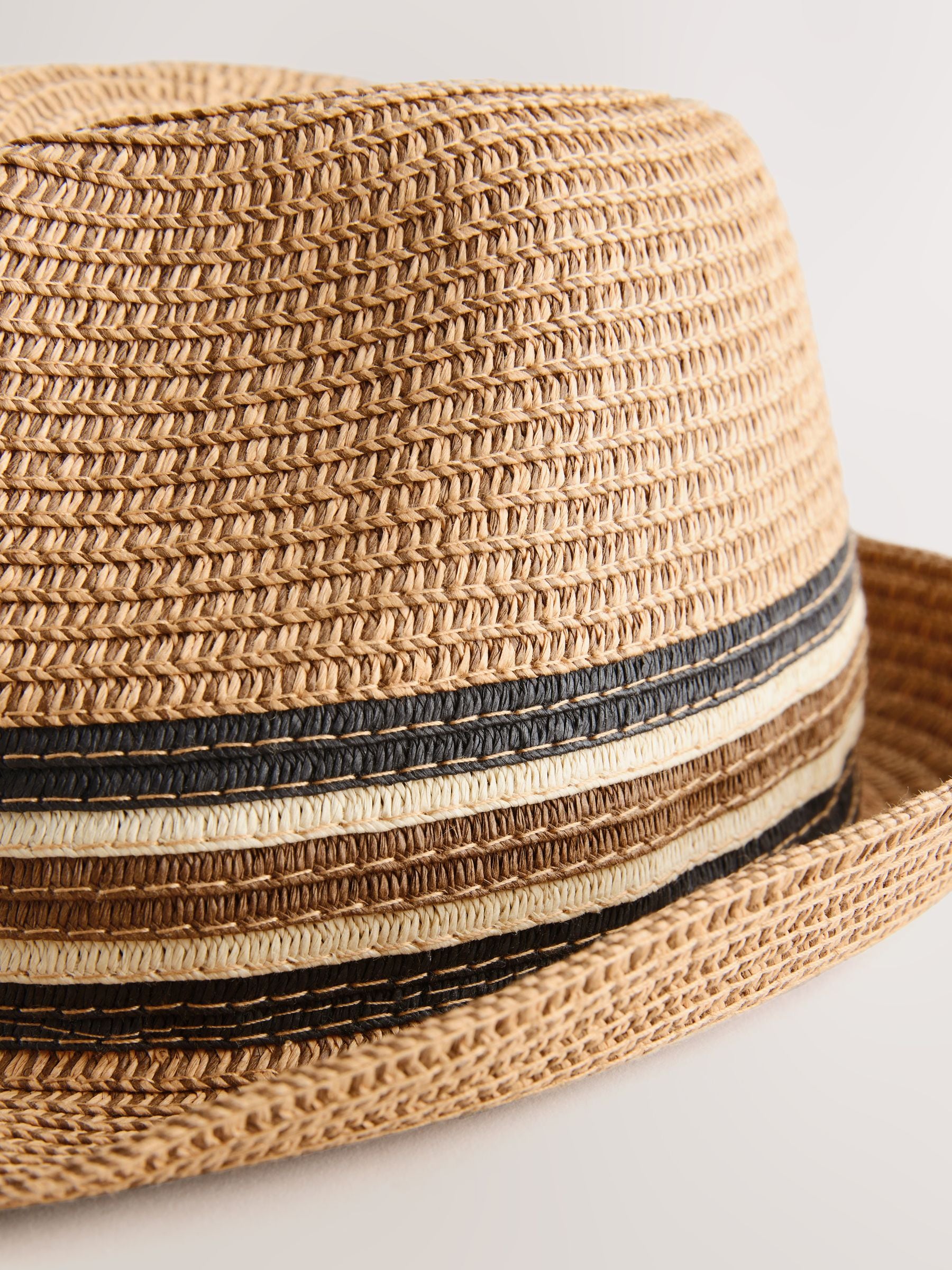 Next Light Brown Trilby Hat Classic Structured Design Regular Fit