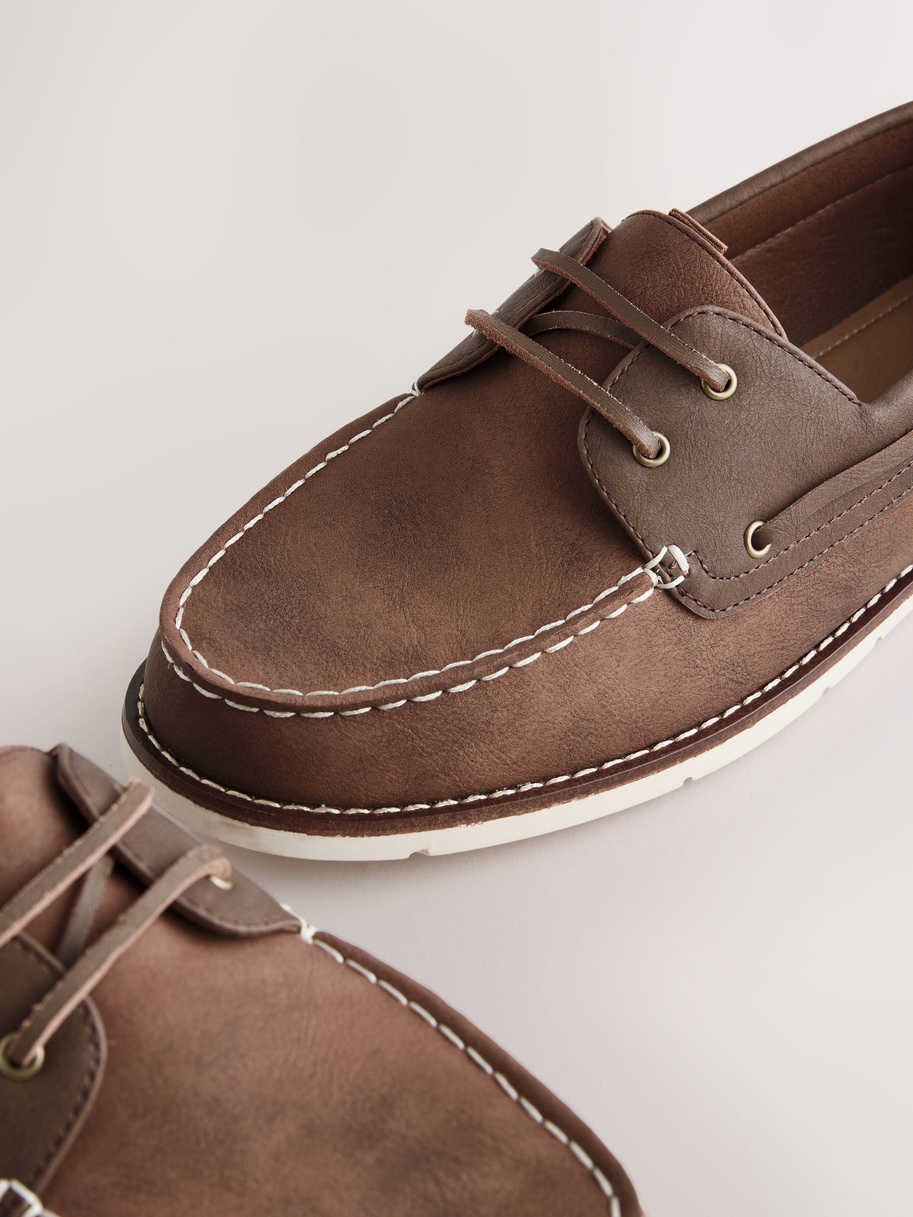 Next Tan Brown Boat Shoes With Leather Laces