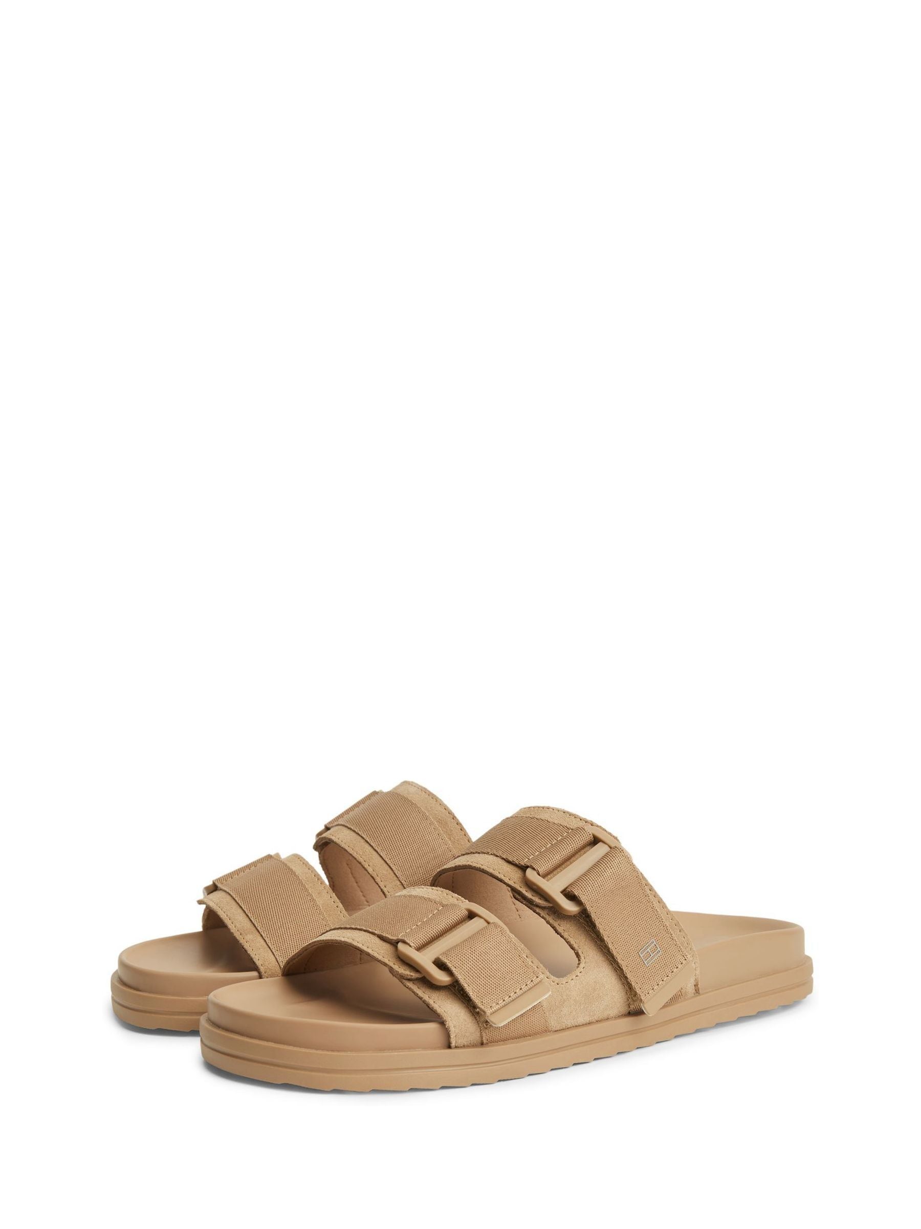 Tommy Hilfiger Natural Webbing Strap Buckle Suede Sandals