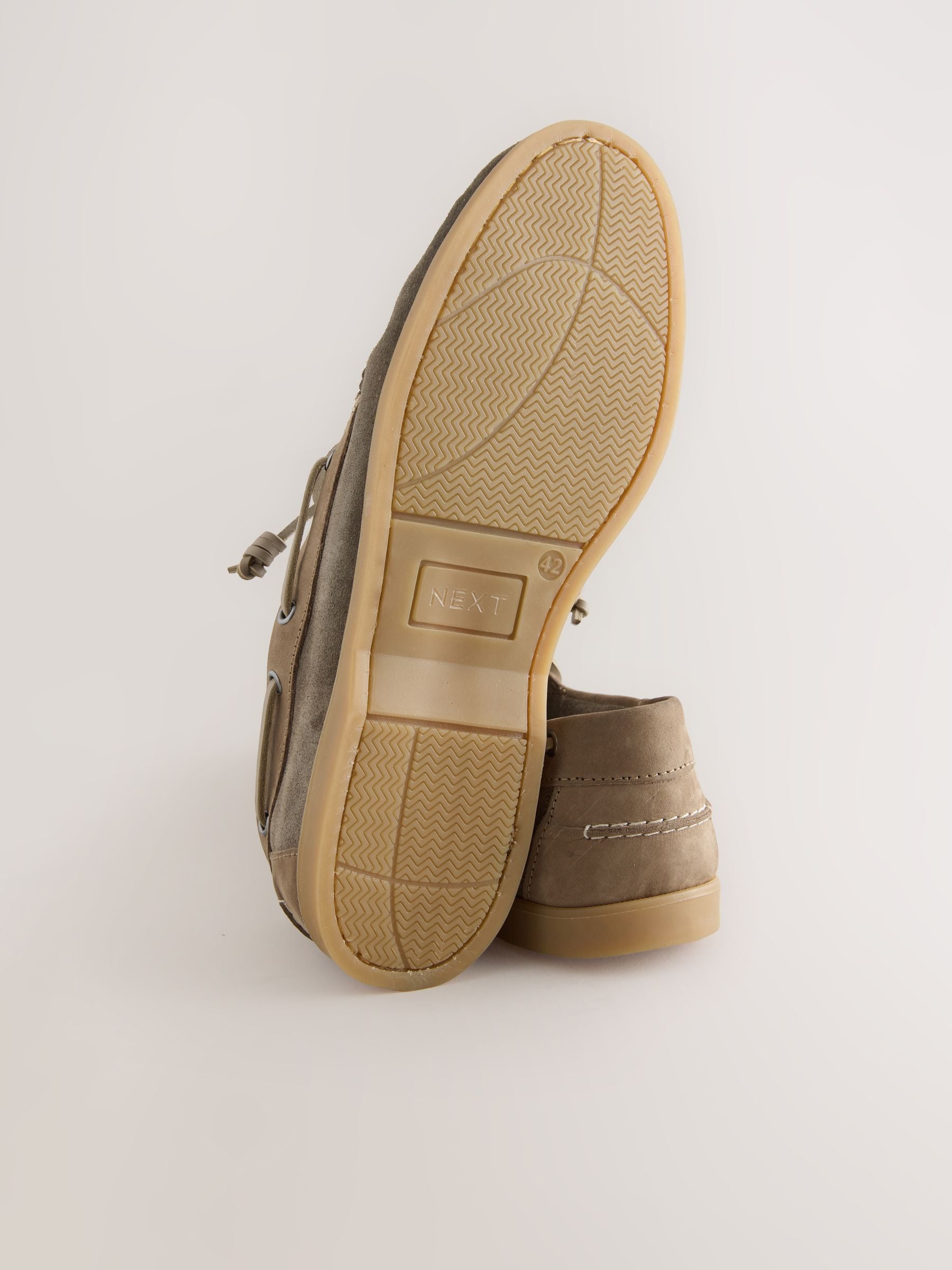 Next Signature Grey Leather Boat Shoes