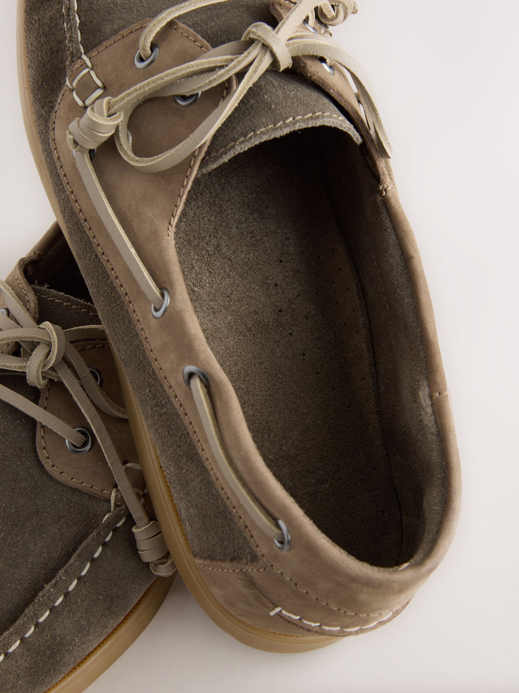 Next Signature Grey Leather Boat Shoes