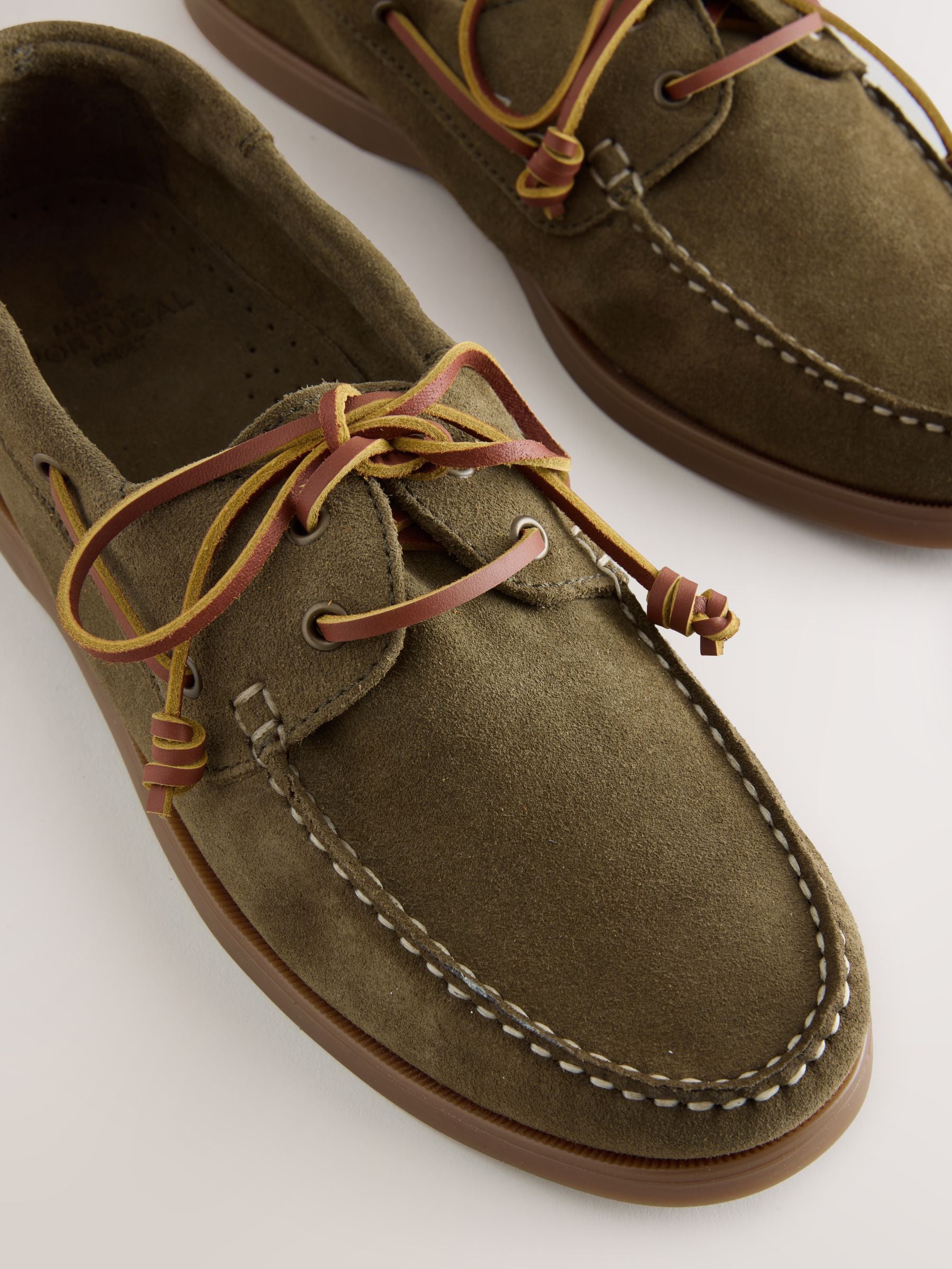 Next Signature Leather Boat Shoes Green