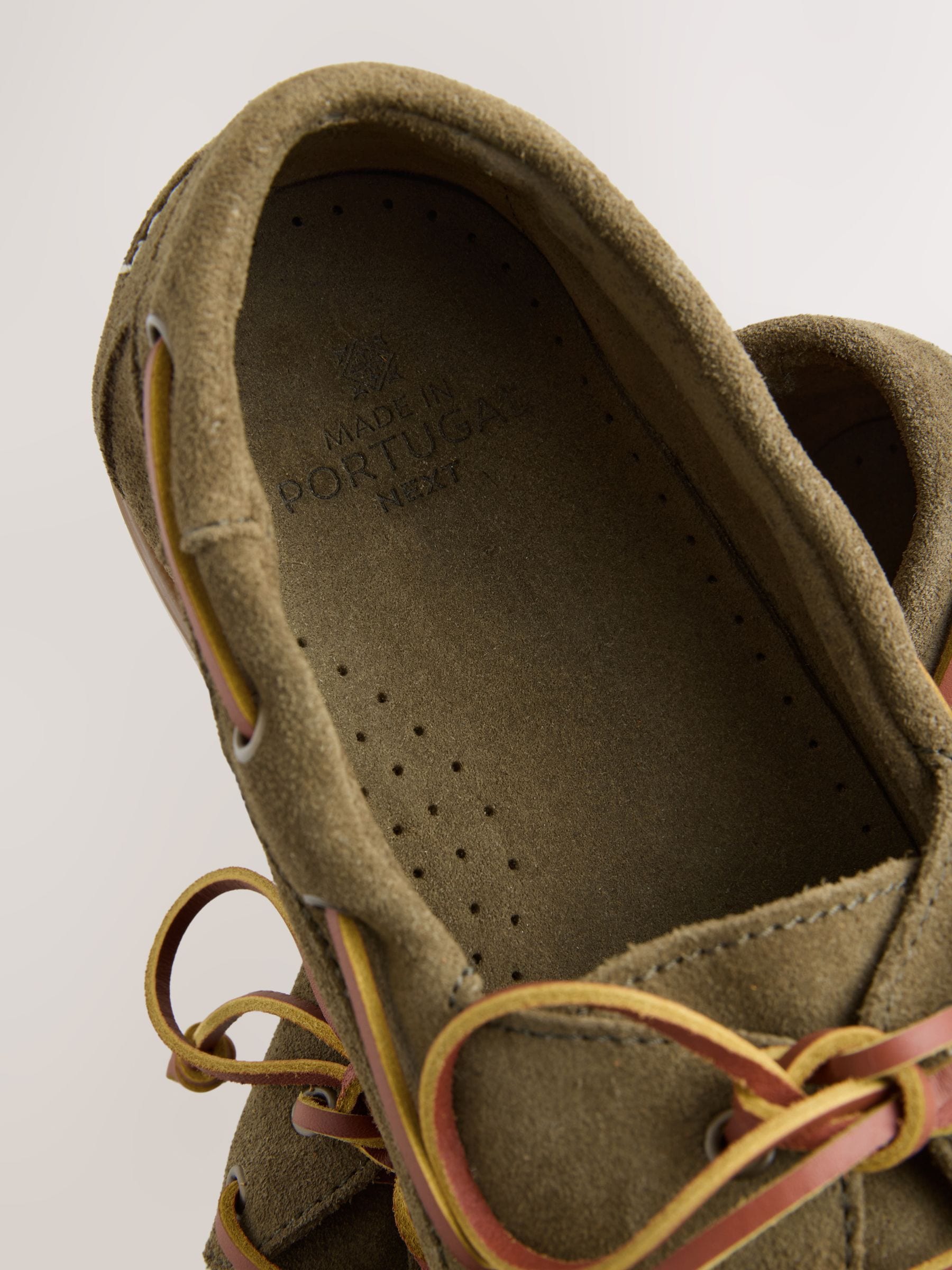 Next Signature Leather Boat Shoes Green
