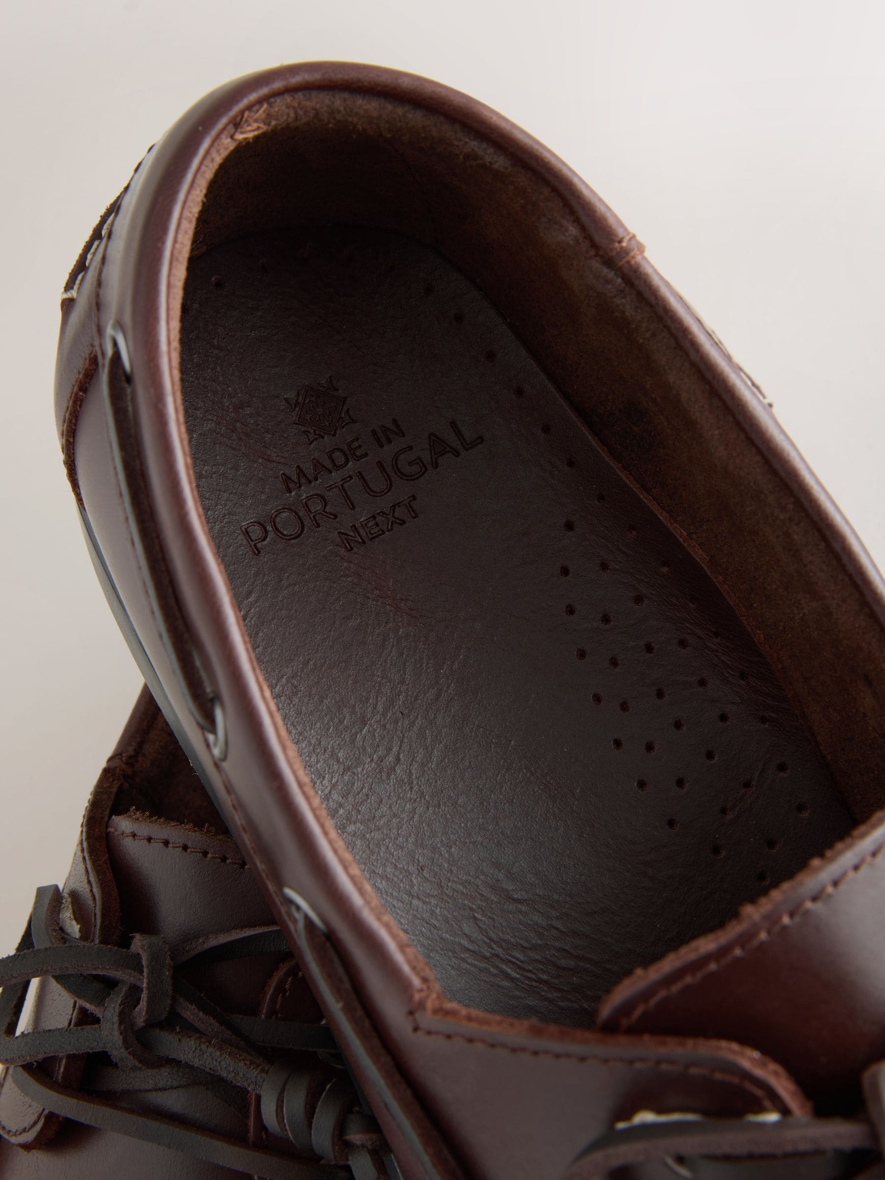 Next Signature Leather Boat Shoes Dark Brown