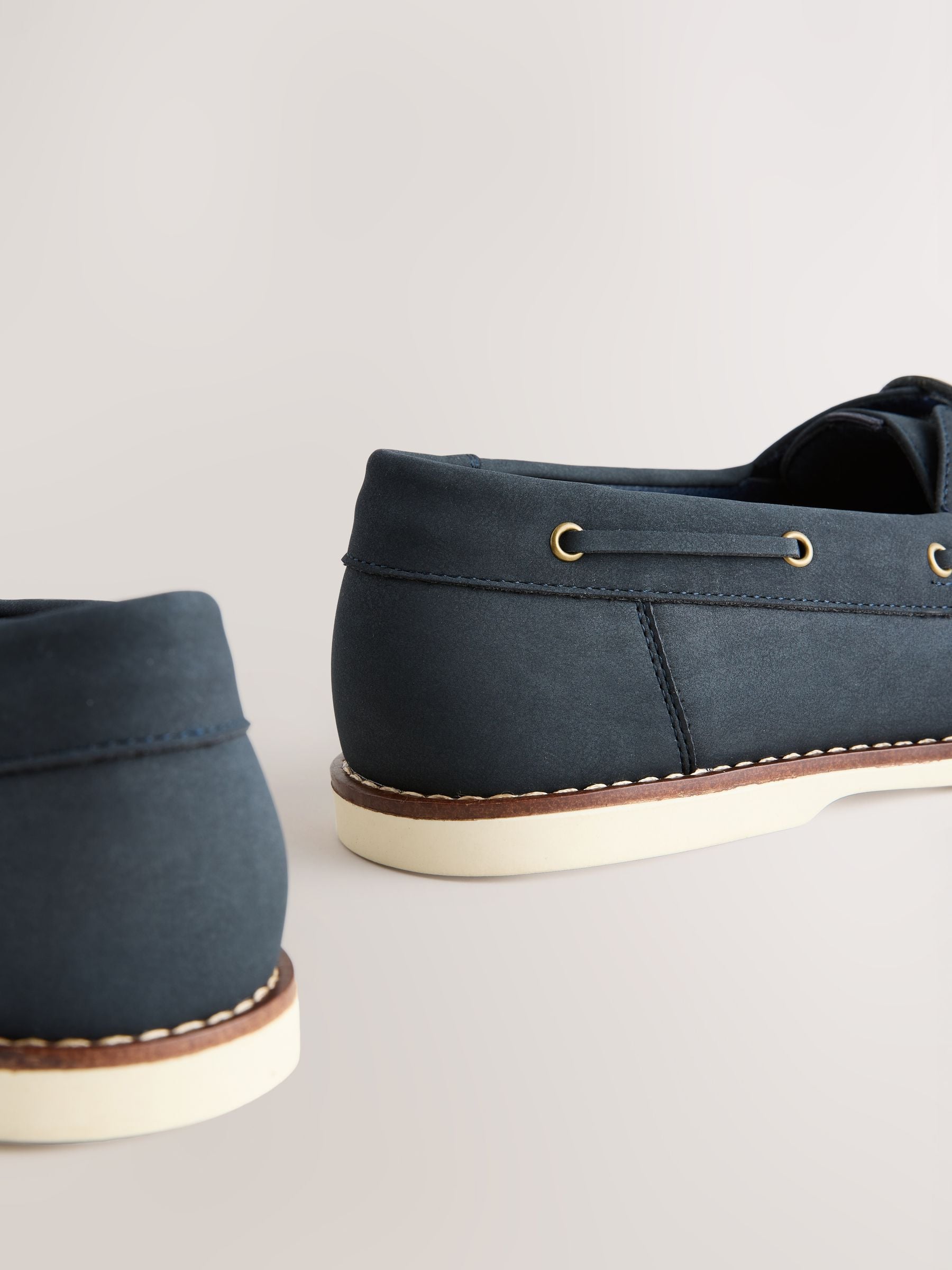 Next Navy Boat Shoes with Leather Laces