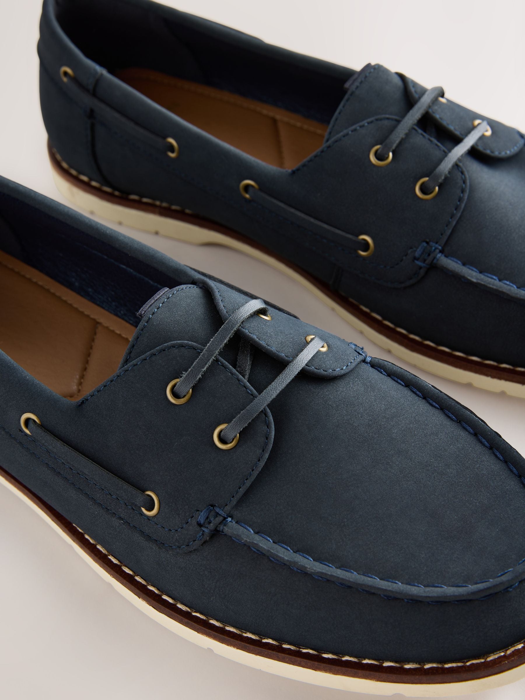 Next Navy Boat Shoes with Leather Laces
