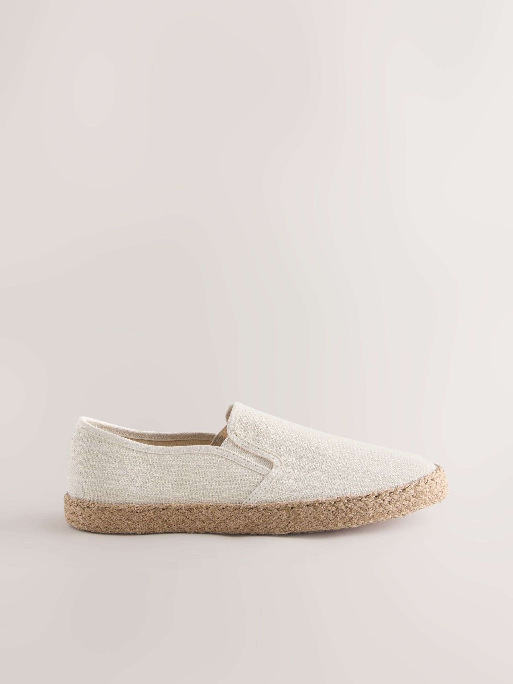 Neutral Textured Slip On Espadrilles