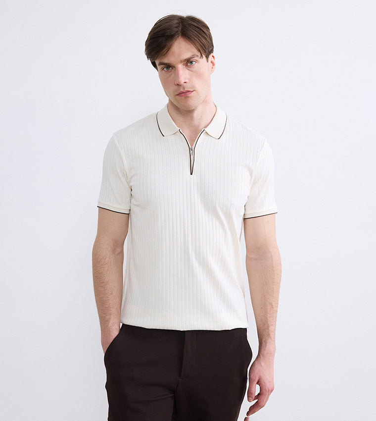 LC Waikiki Men's Ribbed Polo T-Shirt White