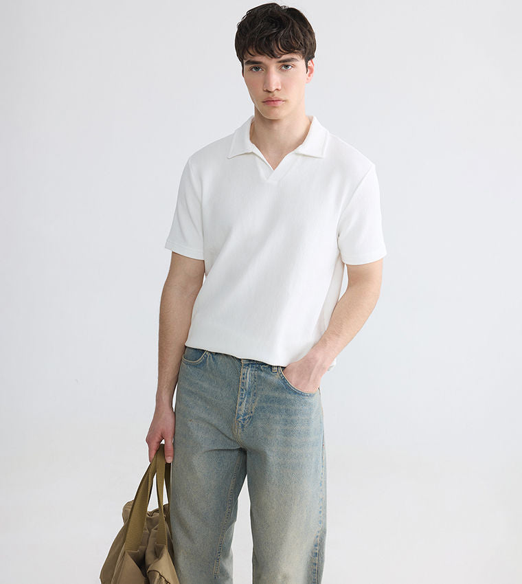 LC Waikiki Textured Short Sleeves Polo T-Shirt White