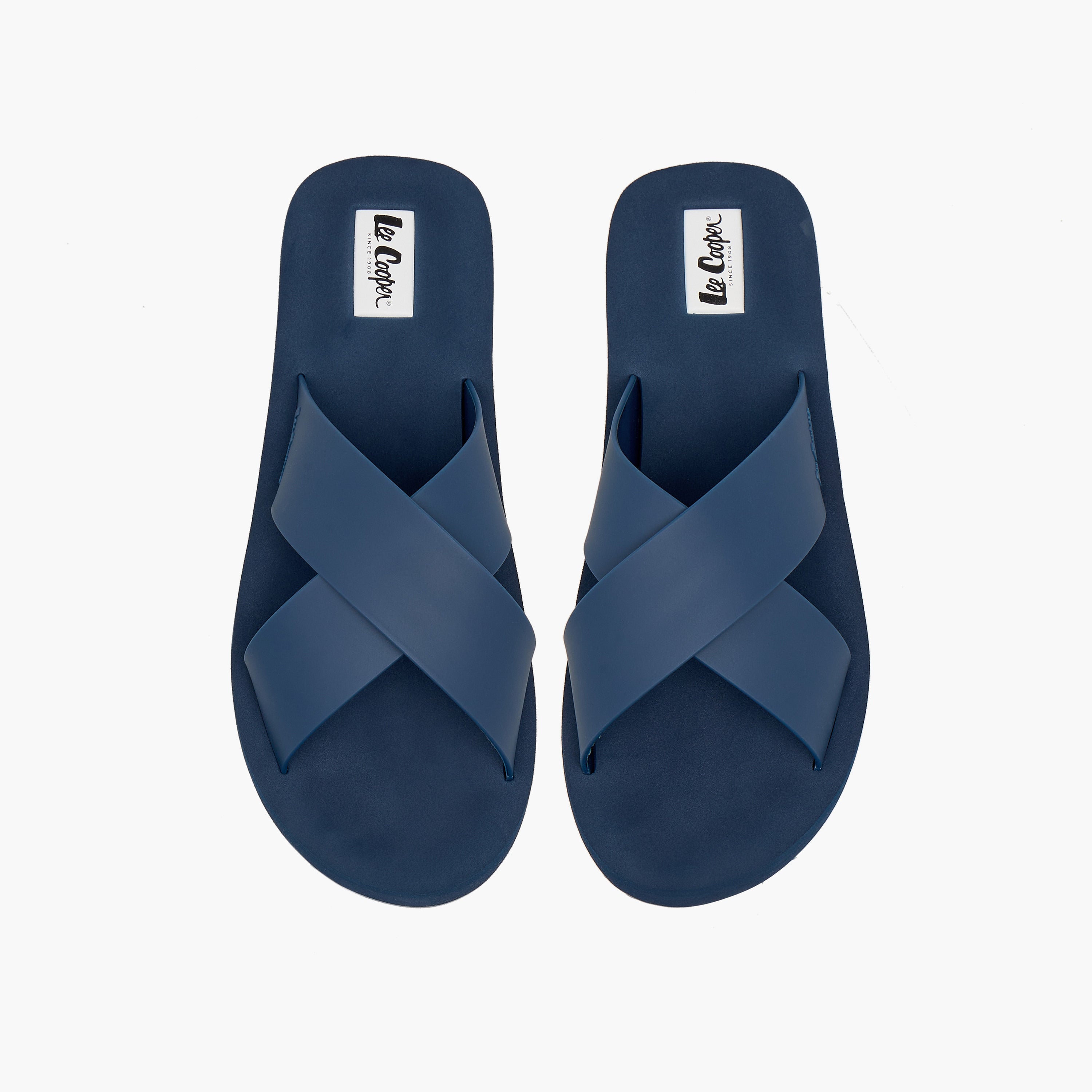 Lee Cooper Men's Logo Detail Cross Strap Flip Flops Blue