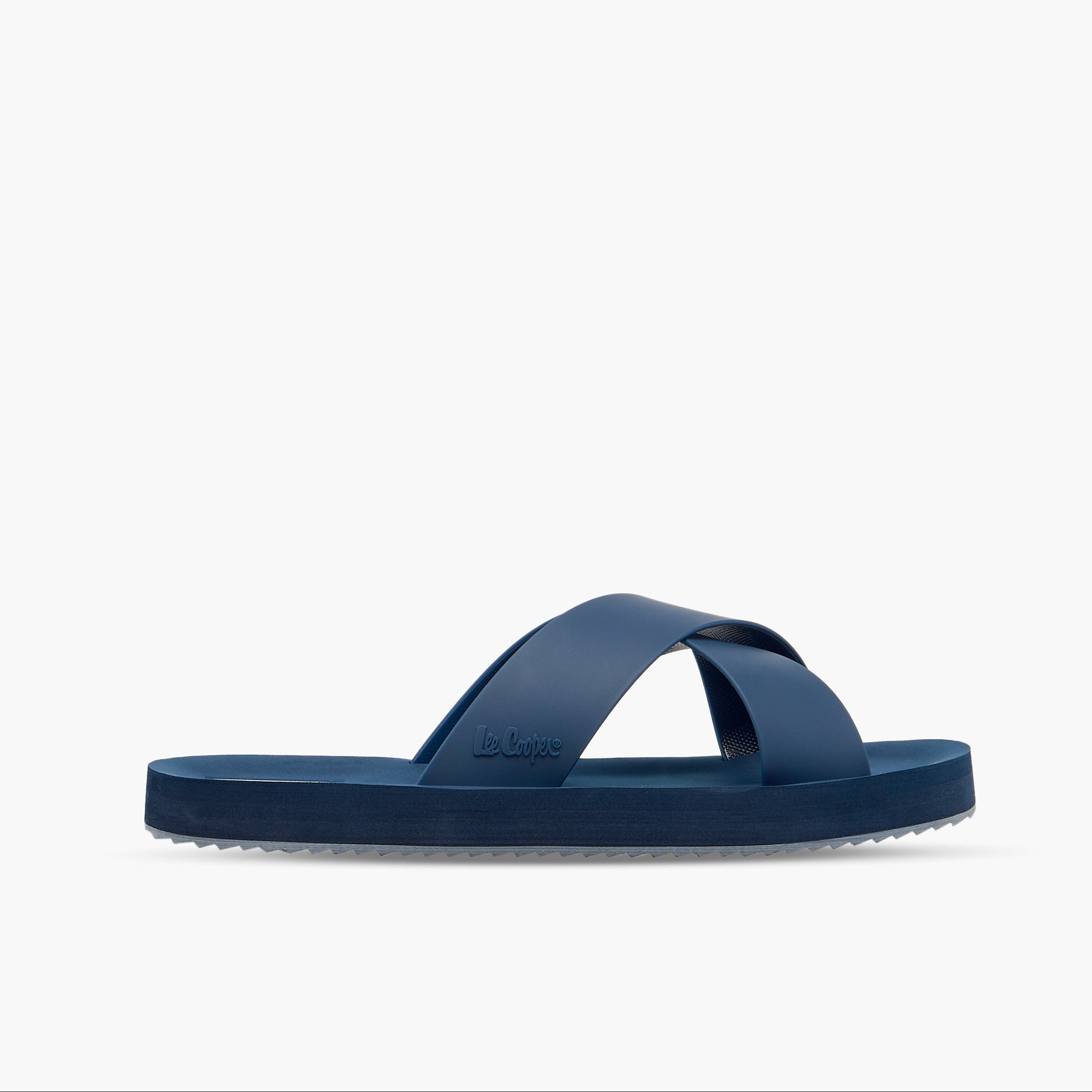 Lee Cooper Men's Logo Detail Cross Strap Flip Flops Blue
