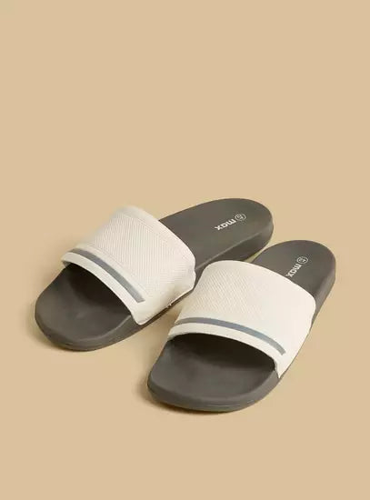Max Textured White EVA Slide Slippers - Casual Comfort