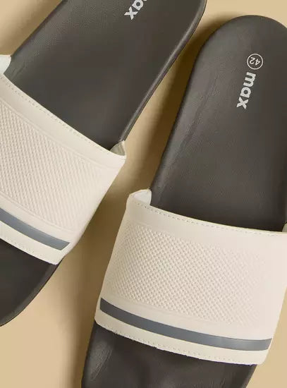 Max Textured White EVA Slide Slippers - Casual Comfort