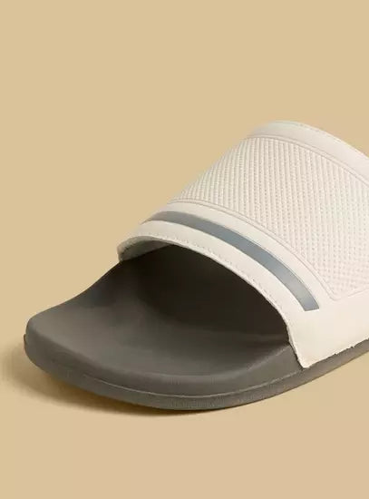 Max Textured White EVA Slide Slippers - Casual Comfort